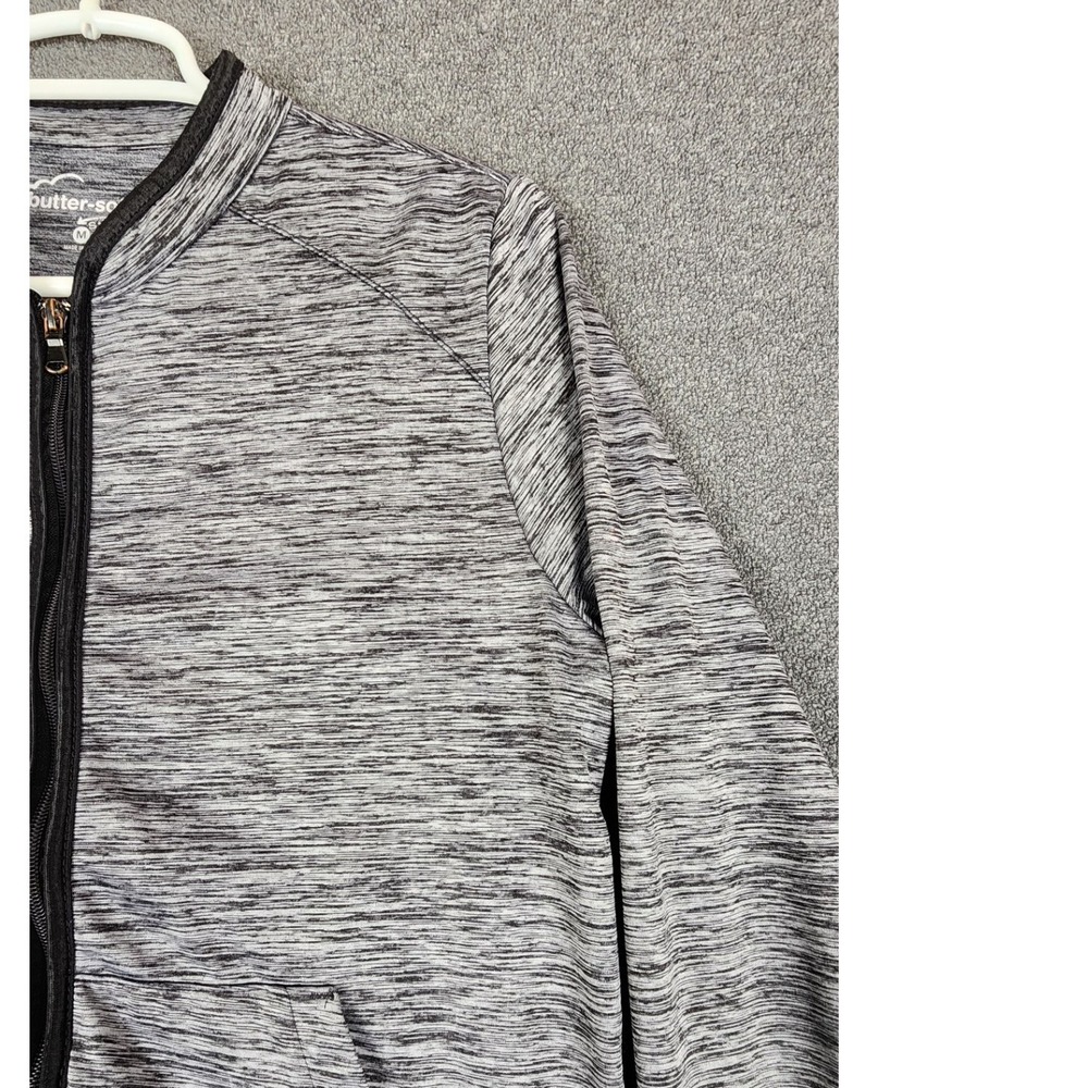 butter-soft Stretch Gray Zip Front Jacket Lightweight Athletic Style - Picture 2 of 9